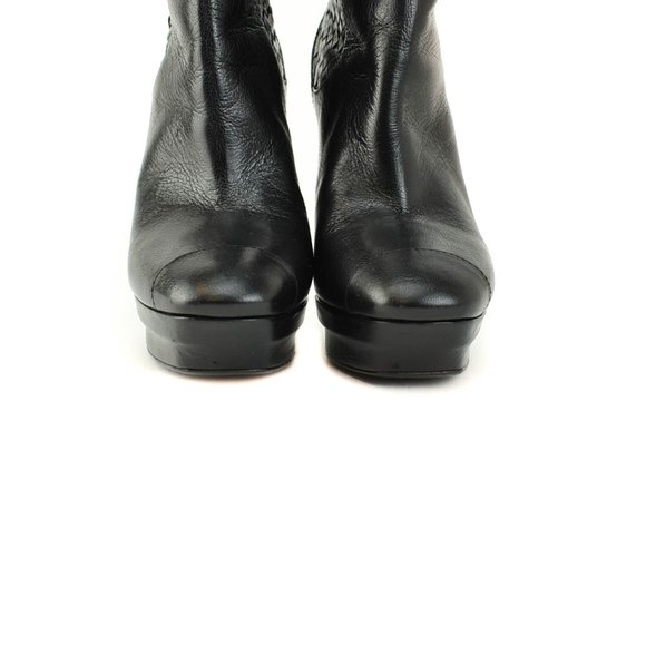 BOTTEGA VENETA: Black, Intrecciato Leather Boots - Picture 5 of 11